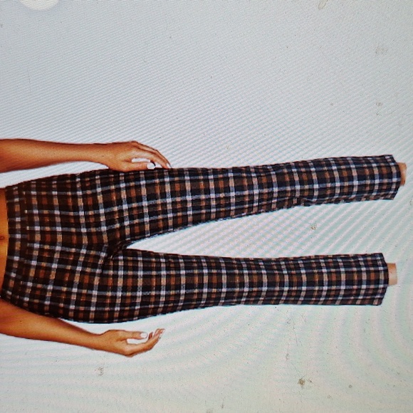 Sanctuary Carnaby Check Kick Crop Pants Ladies 1X Punk Cottage Office Brown - Picture 1 of 5